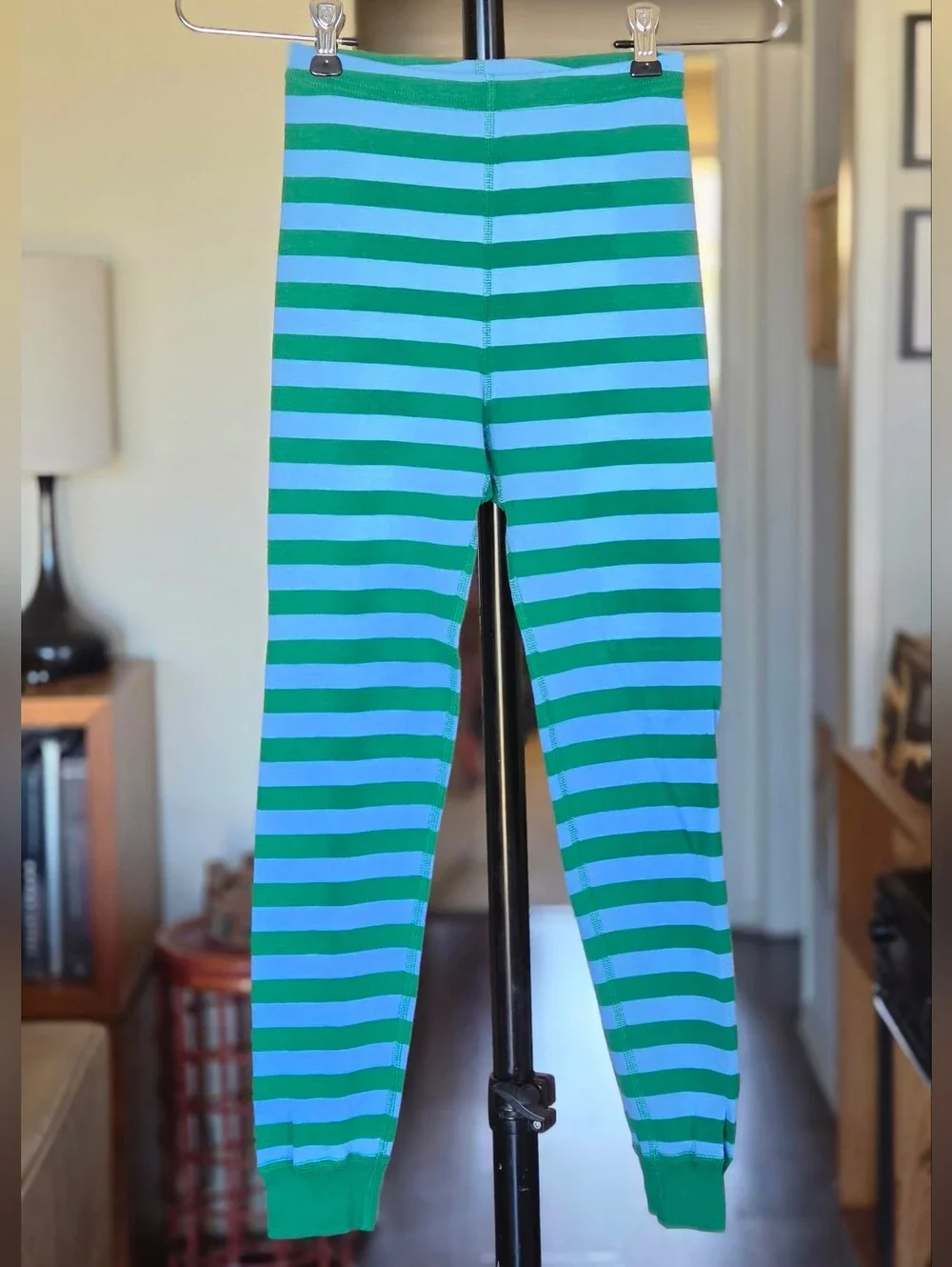 Hanna Andersson Green and Blue Striped Two-Piece Pajama Set